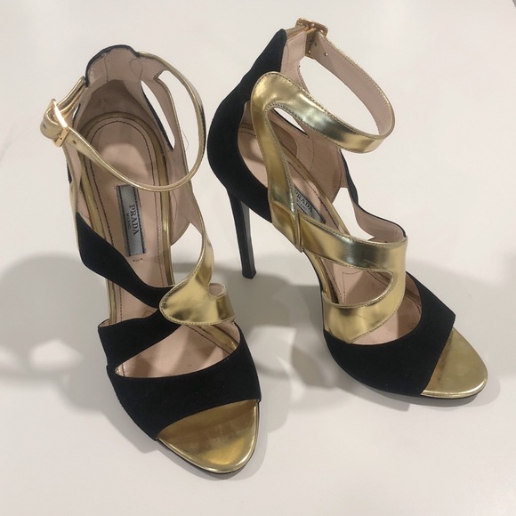 Prada Suede and Metallic Criss Cross Heels - Picture 3 of 8